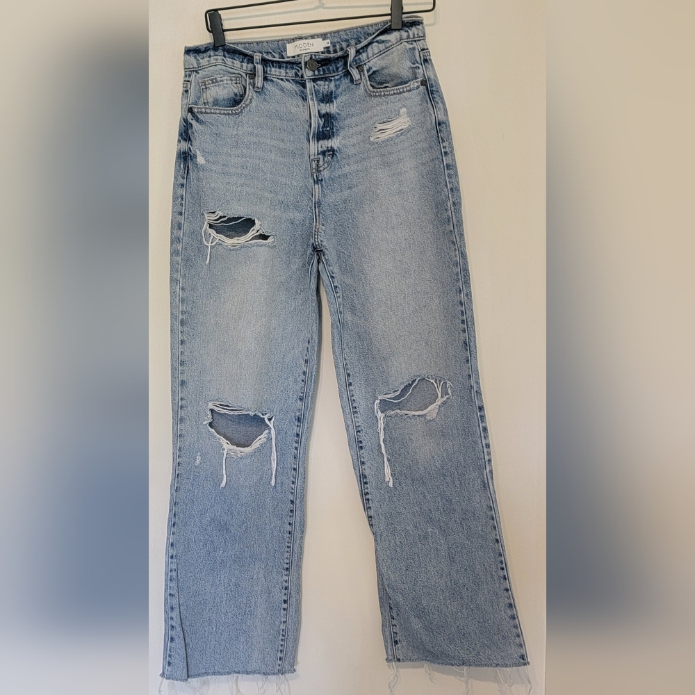 Hidden Distressed Buttonfly Jeans Size 28